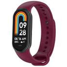 For Xiaomi Mi Band 8 Solid Color Stainless Steel Plug Replacement Watch Band (Wine Red) - 1