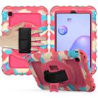For Samsung Galaxy Tab A 8.4 (2020) 360 Degree Rotation PC + Silicone Shockproof Protective Case with Holder & Hand Strap & Neck Strap(Color + Rose Red) - 1