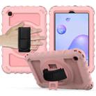 For Samsung Galaxy Tab A 8.4 (2020) 360 Degree Rotation PC + Silicone Shockproof Protective Case with Holder & Hand Strap & Neck Strap(Rose Gold) - 1
