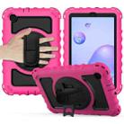 For Samsung Galaxy Tab A 8.4 (2020) 360 Degree Rotation PC + Silicone Shockproof Protective Case with Holder & Hand Strap & Neck Strap(Rose Red) - 1