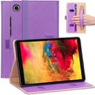 For Huawei MatePad T8 Retro Texture PU + TPU Horizontal Flip Leather Case with Holder & Card Slots & Hand Strap(Purple) - 1