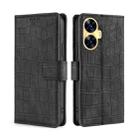 For Realme C55 Skin Feel Crocodile Magnetic Clasp Leather Phone Case(Black) - 1