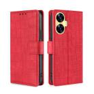 For Realme C55 Skin Feel Crocodile Magnetic Clasp Leather Phone Case(Red) - 1