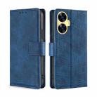 For Realme C55 Skin Feel Crocodile Magnetic Clasp Leather Phone Case(Blue) - 1