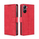 For Realme V30 5G / V30T Skin Feel Crocodile Magnetic Clasp Leather Phone Case(Red) - 1