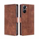 For Realme V30 5G / V30T Skin Feel Crocodile Magnetic Clasp Leather Phone Case(Brown) - 1