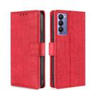 For Tecno Camon 18 / 18P Skin Feel Crocodile Magnetic Clasp Leather Phone Case(Red) - 1