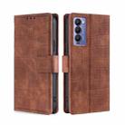 For Tecno Camon 18 / 18P Skin Feel Crocodile Magnetic Clasp Leather Phone Case(Brown) - 1