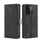 For Tecno Spark 8C Skin Feel Crocodile Magnetic Clasp Leather Phone Case(Black) - 1