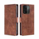 For Tecno Spark 8C Skin Feel Crocodile Magnetic Clasp Leather Phone Case(Brown) - 1