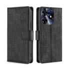 For Tecno Spark 10 Pro Skin Feel Crocodile Magnetic Clasp Leather Phone Case(Black) - 1