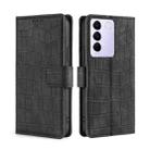 For vivo S16e Skin Feel Crocodile Magnetic Clasp Leather Phone Case(Black) - 1