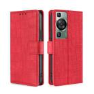 For Huawei P60 / P60 Pro Skin Feel Crocodile Magnetic Clasp Leather Phone Case(Red) - 1