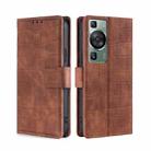For Huawei P60 / P60 Pro Skin Feel Crocodile Magnetic Clasp Leather Phone Case(Brown) - 1