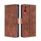 For Rakuten Hand 4G Skin Feel Crocodile Magnetic Clasp Leather Phone Case(Brown) - 1