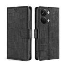 For OnePlus Ace 2V 5G Skin Feel Crocodile Magnetic Clasp Leather Phone Case(Black) - 1