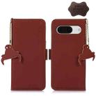 For Google Pixel 8 Genuine Leather Magnetic RFID Leather Phone Case(Coffee) - 1