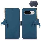 For Google Pixel 8 Genuine Leather Magnetic RFID Leather Phone Case(Blue) - 1