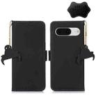 For Google Pixel 8 Genuine Leather Magnetic RFID Leather Phone Case(Black) - 1