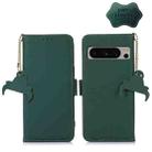 For Google Pixel 8 Pro Genuine Leather Magnetic RFID Leather Phone Case(Green) - 1