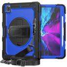 For iPad Pro 12.9 (2020) Shockproof Colorful Silicone + PC Protective Tablet Case with Holder & Shoulder Strap & Hand Strap & Pen Slot(Black Blue) - 1