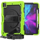 For iPad Pro 12.9 (2020) Shockproof Colorful Silicone + PC Protective Tablet Case with Holder & Shoulder Strap & Hand Strap & Pen Slot(Yellow Green) - 1