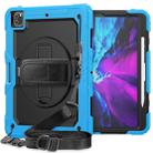 For iPad Pro 12.9 (2020) Shockproof Colorful Silicone + PC Protective Tablet Case with Holder & Shoulder Strap & Hand Strap & Pen Slot(Light Blue) - 1