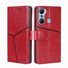 For Infinix Hot 12 Pro Geometric Stitching Flip Leather Phone Case(Red) - 1