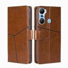 For Infinix Hot 12 Pro Geometric Stitching Flip Leather Phone Case(Light Brown) - 1