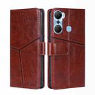 For Infinix Hot 12 Pro Geometric Stitching Flip Leather Phone Case(Dark Brown) - 1