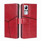 For Infinix Note 11 Geometric Stitching Flip Leather Phone Case(Red) - 1