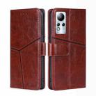 For Infinix Note 11 Geometric Stitching Flip Leather Phone Case(Dark Brown) - 1