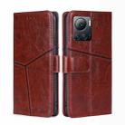 For Infinix Note 12 VIP Geometric Stitching Flip Leather Phone Case(Dark Brown) - 1