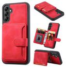 For Samsung Galaxy A25 5G Skin Feel Dream RFID Anti-theft PU Card Bag Phone Case(Red) - 1
