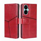 For Tecno Camon 19 / 19 Pro Geometric Stitching Flip Leather Phone Case(Red) - 1