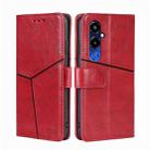 For Tecno Pova 4 Pro Geometric Stitching Flip Leather Phone Case(Red) - 1