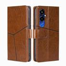 For Tecno Pova 4 Pro Geometric Stitching Flip Leather Phone Case(Light Brown) - 1