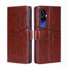 For Tecno Pova 4 Pro Geometric Stitching Flip Leather Phone Case(Dark Brown) - 1