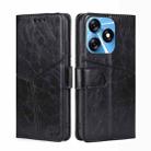 For Tecno Spark 10 4G Geometric Stitching Flip Leather Phone Case(Black) - 1