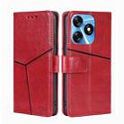 For Tecno Spark 10 4G Geometric Stitching Flip Leather Phone Case(Red) - 1