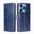 For Tecno Spark 10 4G Geometric Stitching Flip Leather Phone Case(Blue) - 1