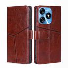 For Tecno Spark 10 4G Geometric Stitching Flip Leather Phone Case(Dark Brown) - 1