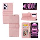 For Xiaomi Redmi Note 12 Pro 5G Global Embossed Stripes Skin Feel Leather Phone Case(Pink) - 1