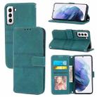 For Samsung Galaxy S23 5G Embossed Stripes Skin Feel Leather Phone Case(Dark Green) - 1