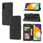 For Samsung Galaxy A34 5G Embossed Stripes Skin Feel Leather Phone Case(Black) - 1