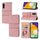 For Samsung Galaxy A54 5G Embossed Stripes Skin Feel Leather Phone Case(Pink) - 1
