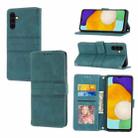For Samsung Galaxy A54 5G Embossed Stripes Skin Feel Leather Phone Case(Dark Green) - 1