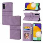 For Samsung Galaxy A54 5G Embossed Stripes Skin Feel Leather Phone Case(Light Purple) - 1