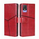 For TCL 403 Geometric Stitching Flip Leather Phone Case(Red) - 1