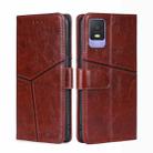 For TCL 403 Geometric Stitching Flip Leather Phone Case(Dark Brown) - 1